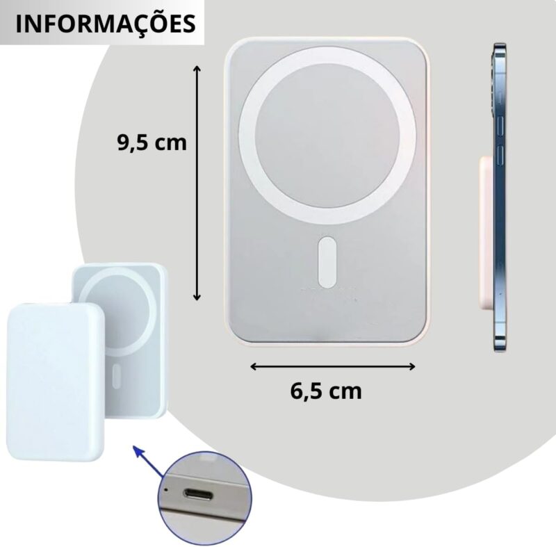 Carregador Power Bank Portatil Indução Para Apple iPhone - Imagem 2