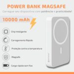 Power Bank 10.000 mAh, Carregador Portátil Turbo por Indução Carregamento Rápido Compatível com Iphone, Bateria Externa Compacta Magnética Premium Peining - Imagem 3