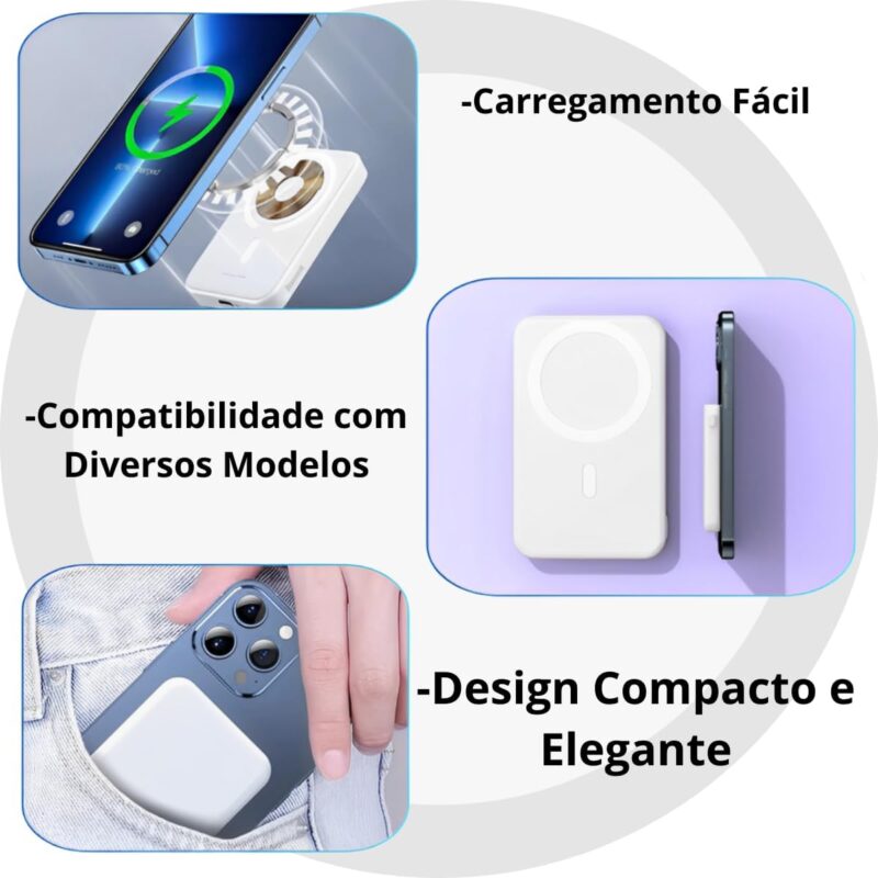 Carregador Power Bank Portatil Indução Para Apple iPhone - Imagem 4