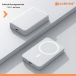 Power Bank 10.000 mAh, Carregador Portátil Turbo por Indução Carregamento Rápido Compatível com Iphone, Bateria Externa Compacta Magnética Premium Peining - Imagem 4