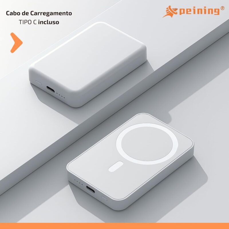 Power Bank 10.000 mAh, Carregador Portátil Turbo por Indução Carregamento Rápido Compatível com Iphone, Bateria Externa Compacta Magnética Premium Peining - Imagem 4