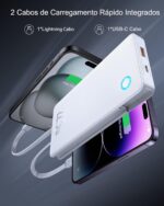 Carregador Portátil Baseus Digital Display Power Bank carregamento rápido 15W/20W/22.5W (Branco 22.5W, Milliamp Hours, 10000) - Imagem 2