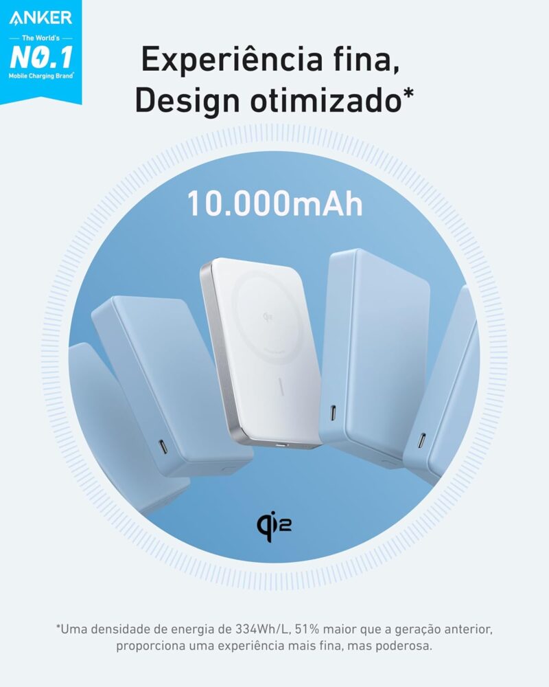 Anker MagGo Power Bank, Bateria Magnética Ultra Fina de 10.000mAh, Certificação Qi2, Portátil, Carregador MagSafe Compatível de 15W Ultra Rápido, Design Ergonômico, para iPhone 12-iPhone 17, Preto - Imagem 9