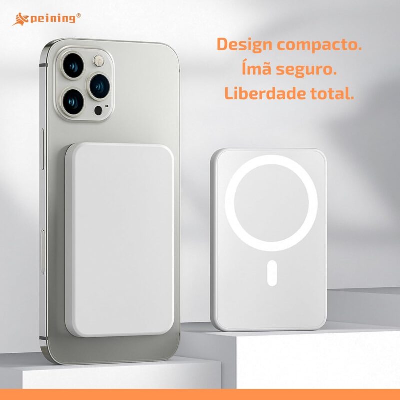 Power Bank 10.000 mAh, Carregador Portátil Turbo por Indução Carregamento Rápido Compatível com Iphone, Bateria Externa Compacta Magnética Premium Peining - Imagem 6