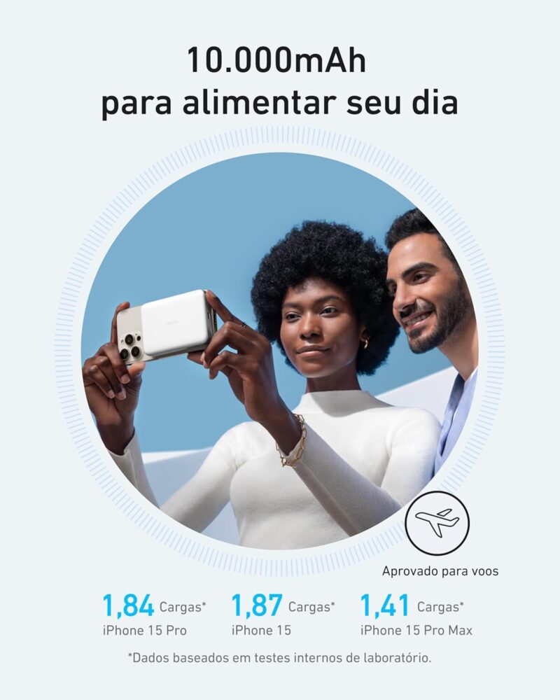Anker MagGo Power Bank, Bateria Magnética Ultra Fina de 10.000mAh, Certificação Qi2, Portátil, Carregador MagSafe Compatível de 15W Ultra Rápido, Design Ergonômico, para iPhone 12-iPhone 17, Preto - Imagem 12
