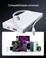 Carregador Portátil Baseus Digital Display Power Bank carregamento rápido 15W/20W/22.5W (Branco 22.5W, Milliamp Hours, 10000) - Imagem 6
