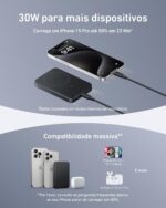 Anker MagGo Power Bank, Bateria Magnética Ultra Fina de 10.000mAh, Certificação Qi2, Portátil, Carregador MagSafe Compatível de 15W Ultra Rápido, Design Ergonômico, para iPhone 12-iPhone 17, Preto - Imagem 6