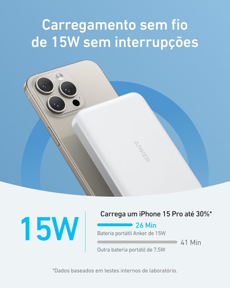 Anker MagGo Power Bank, Bateria Magnética Ultra Fina de 10.000mAh, Certificação Qi2, Portátil, Carregador MagSafe Compatível de 15W Ultra Rápido, Design Ergonômico, para iPhone 12-iPhone 17, Preto - Imagem 10