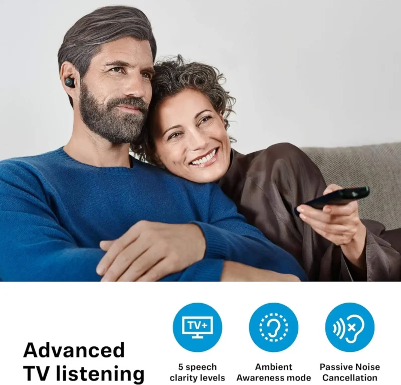 Sennheiser TV Clear Set 2 Earbuds - Wireless Television Earphones with Passive Noise Cancellation and Bluetooth - Hearing Device for Enhanced TV Listening - Black - Imagem 2