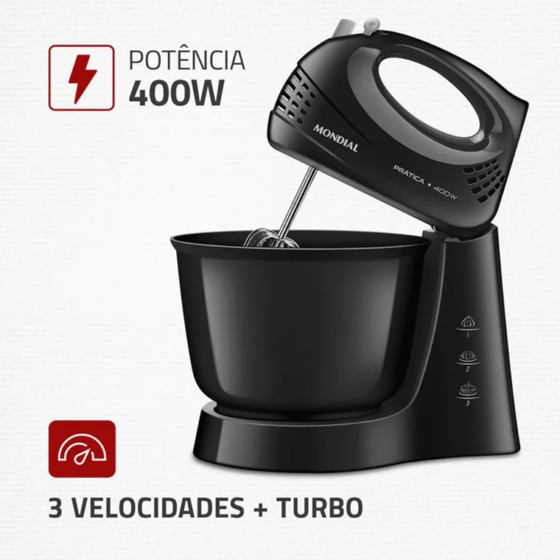 Batedeira Mondial  400W Prática B-44-B - 3 Velocidades - Imagem 2
