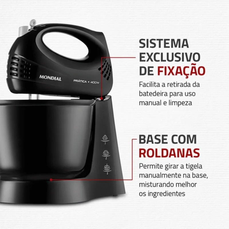 Batedeira Mondial  400W Prática B-44-B - 3 Velocidades - Imagem 4