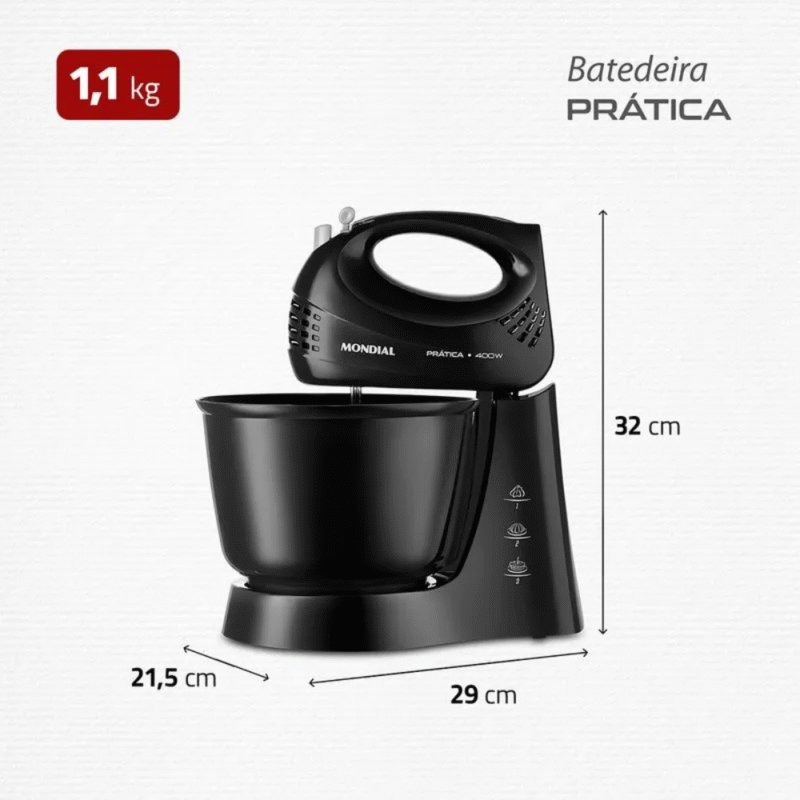 Batedeira Mondial  400W Prática B-44-B - 3 Velocidades - Imagem 6