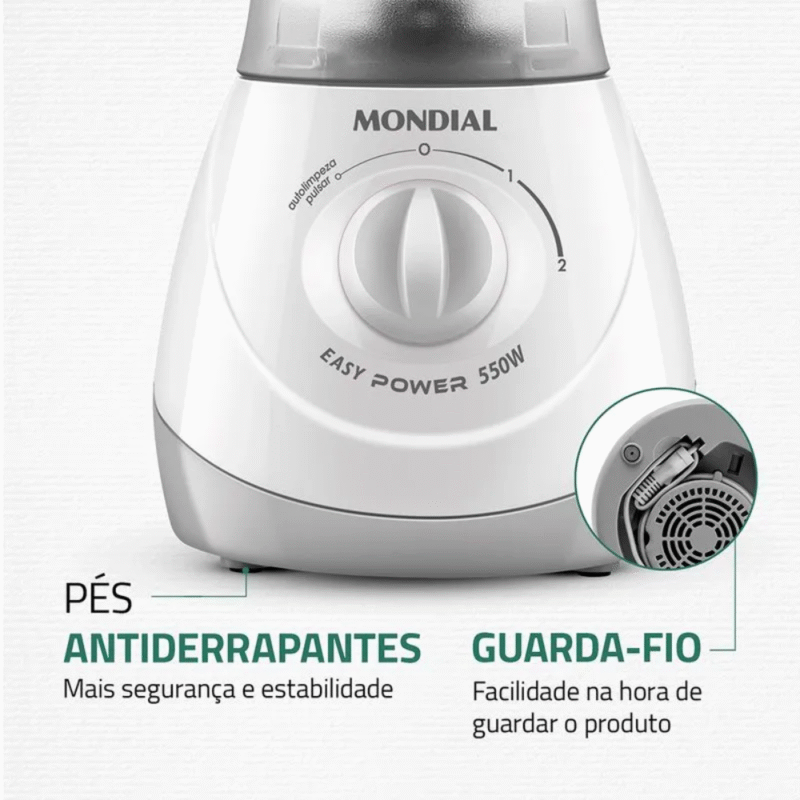 Liquidificador Mondial Easy Power L-550 2 Velocidades 550W - Imagem 2