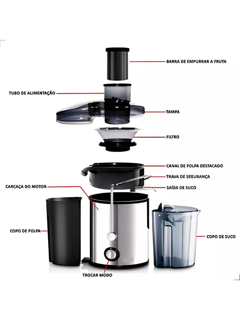Extrator Espremedor Profissional Elétrico Sucos E Vegetais Voltagem:110V - Imagem 4