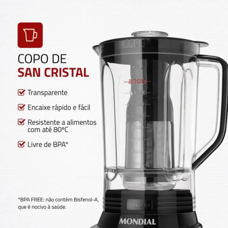 Liquidificador Mondial L-1100-BI 12 Velocidades 1100W - Imagem 6