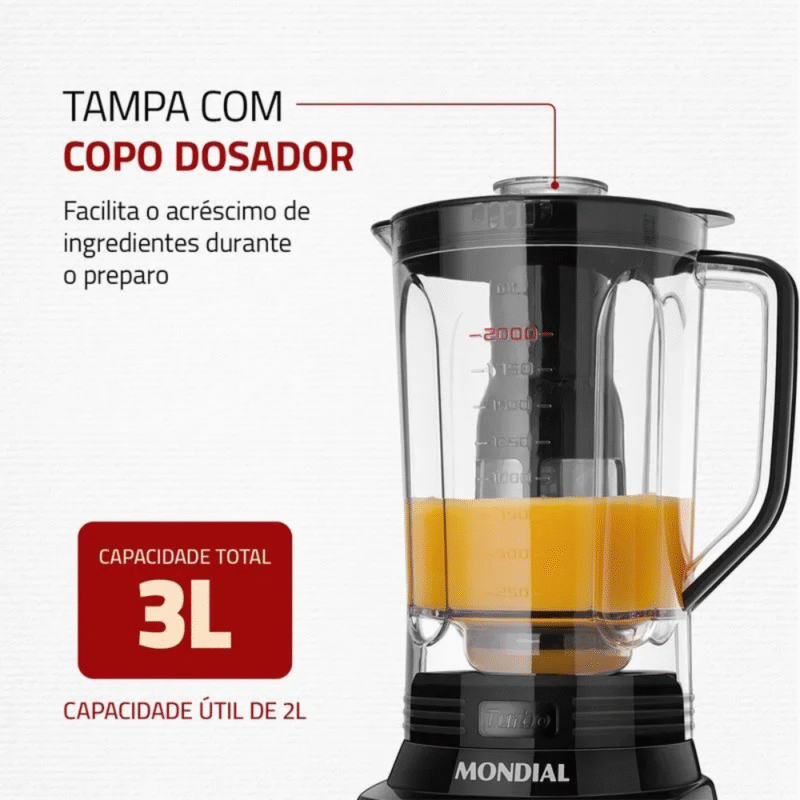 Liquidificador Mondial L-1100-BI 12 Velocidades 1100W - Imagem 4