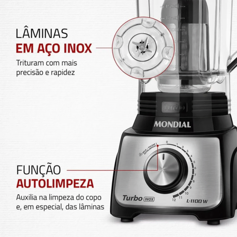 Liquidificador Mondial L-1100-BI 12 Velocidades 1100W - Imagem 3