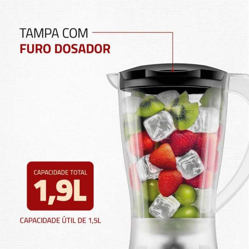 Liquidificador Mondial Easy Power L-550 2 Velocidades 550W - Imagem 8