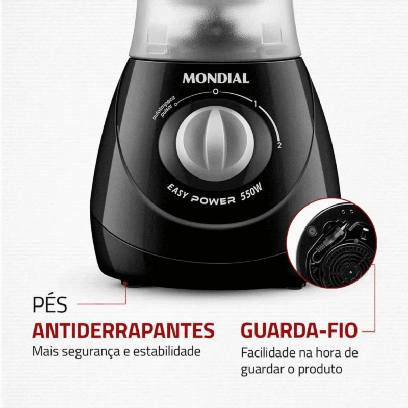 Liquidificador Mondial Easy Power L-550 2 Velocidades 550W - Imagem 4