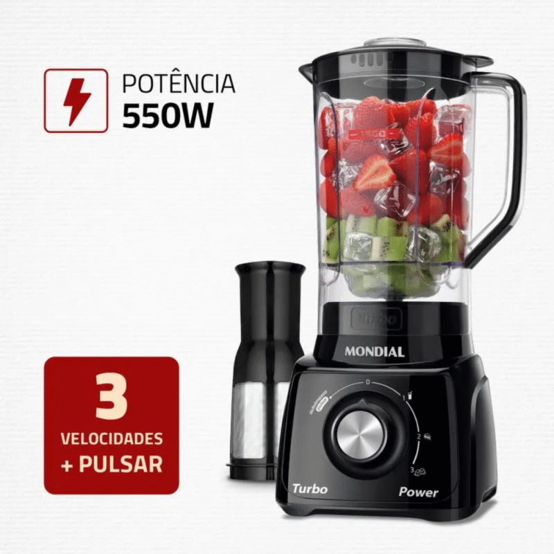 Liquidificador Mondial Turbo Power L-99-FB 3 Velocidades 550W - Imagem 7