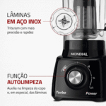 Liquidificador Mondial Turbo Power L-99-FB 3 Velocidades 550W - Imagem 3