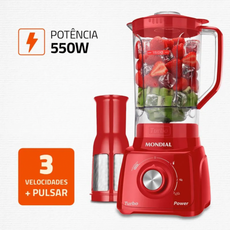 Liquidificador Mondial Turbo Power L-99-FR 3 Velocidades 550W - Imagem 7