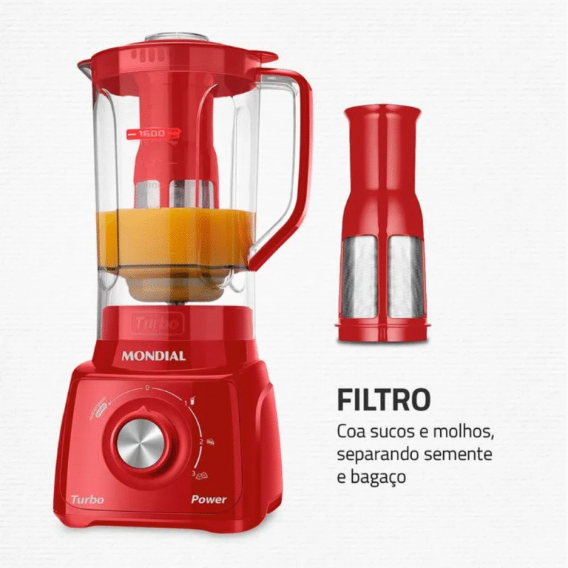 Liquidificador Mondial Turbo Power L-99-FR 3 Velocidades 550W - Imagem 5