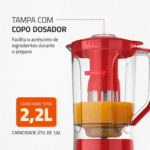 Liquidificador Mondial Turbo Power L-99-FR 3 Velocidades 550W - Imagem 4
