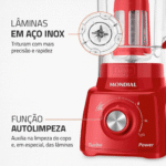Liquidificador Mondial Turbo Power L-99-FR 3 Velocidades 550W - Imagem 3