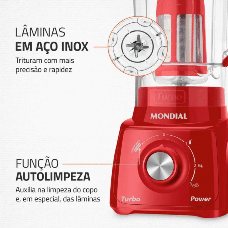 Liquidificador Mondial Turbo Power L-99-FR 3 Velocidades 550W - Imagem 3