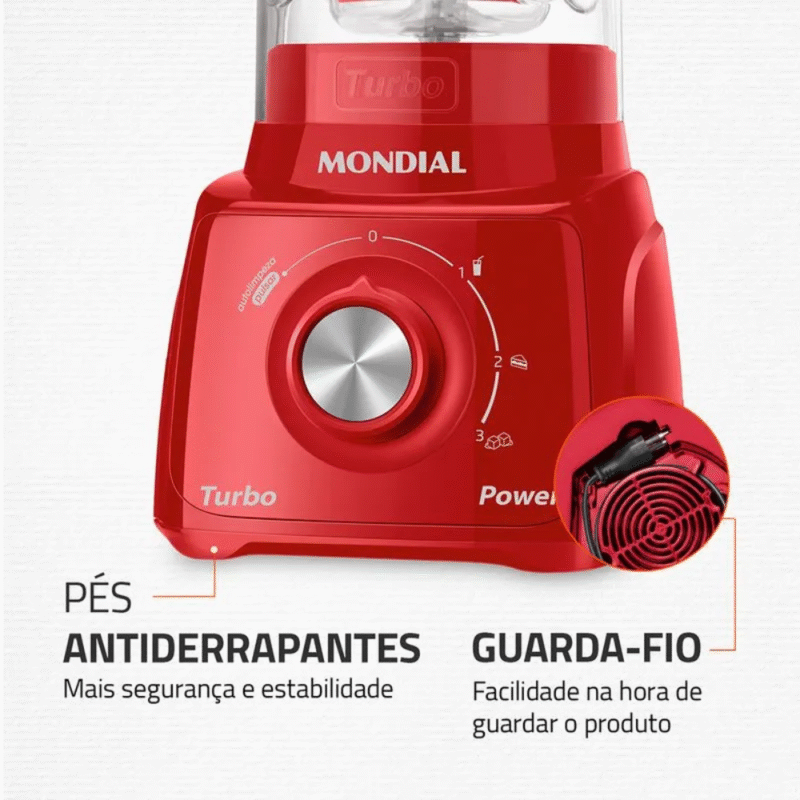 Liquidificador Mondial Turbo Power L-99-FR 3 Velocidades 550W - Imagem 2