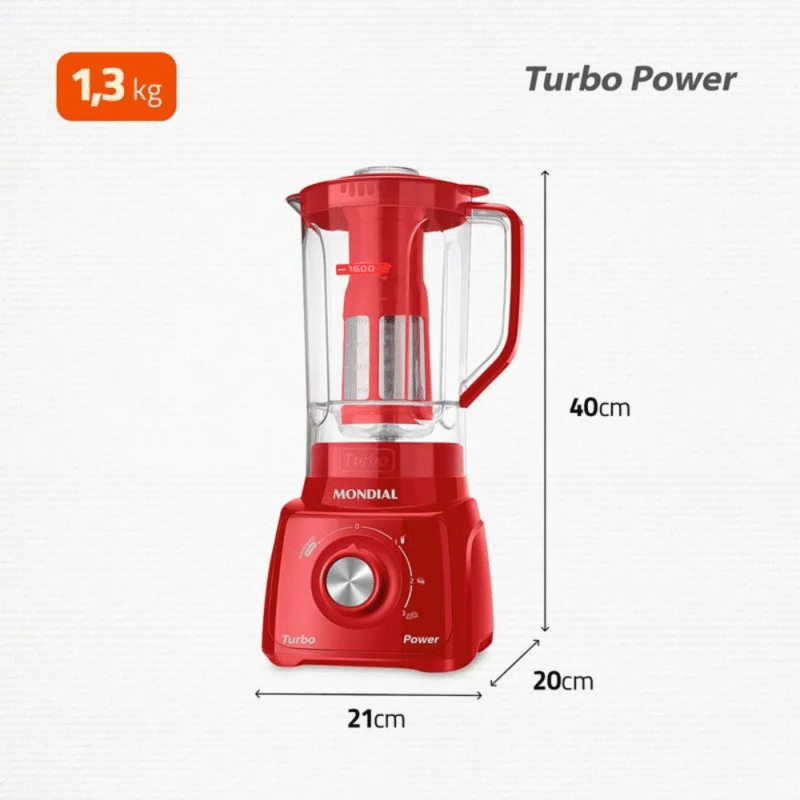 Liquidificador Mondial Turbo Power L-99-FR 3 Velocidades 550W - Imagem 8