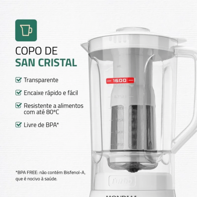 Liquidificador Mondial Turbo Power L-99 WG com Filtro 3 Velocidades 550W - Imagem 4