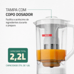 Liquidificador Mondial Turbo Power L-99 WG com Filtro 3 Velocidades 550W - Imagem 6