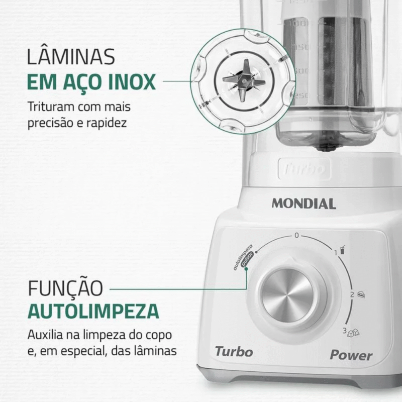 Liquidificador Mondial Turbo Power L-99 WG com Filtro 3 Velocidades 550W - Imagem 7