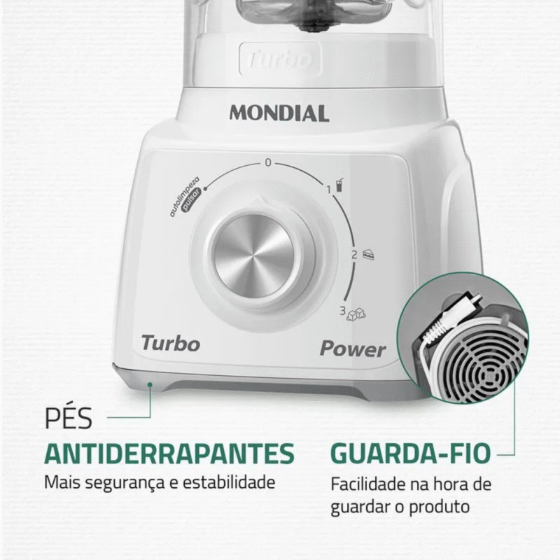 Liquidificador Mondial Turbo Power L-99 WG com Filtro 3 Velocidades 550W - Imagem 2
