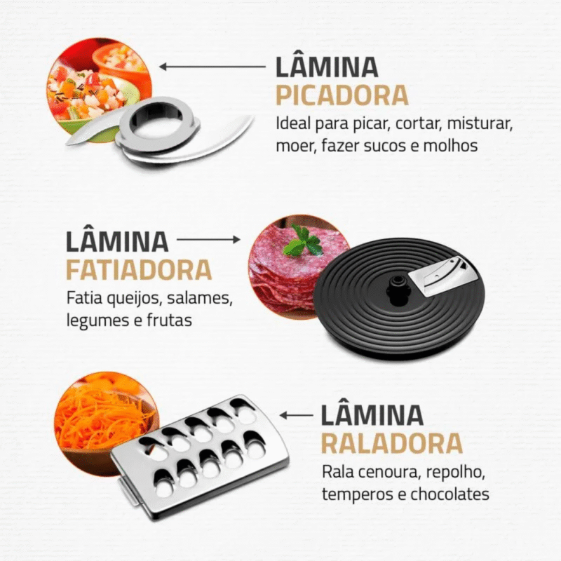 Multiprocessador Mondial Turbo Chef 7 em 1 MPN-01-BE 2 Velocidades 1000W - Imagem 6