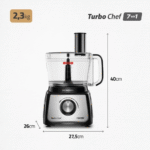 Multiprocessador Mondial Turbo Chef 7 em 1 MPN-01-BE 2 Velocidades 1000W - Imagem 9
