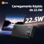 Basike Power Bank, Carregador Portátil Universal 20000mAh, USB-A(até 22.5W)+USB-C(até PD20W), com 2 Cabos Integrados (USB-C, Lightning) Carregamento Rápido, Led Indicador de Bateria (Preto) - Imagem 19