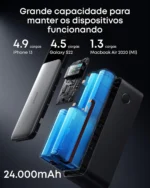 Anker 737 Gen 2 Power Bank, 24000mAh, Carregador Portátil para Laptop, 3-Portas 140W, Display Digital Inteligente, Compatível com iPhone, Vision Pro, Samsung, MacBook, Dell, AirPods e muito mais,Preto - Imagem 4