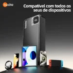 Basike Power Bank, Carregador Portátil Universal 20000mAh, USB-A(até 22.5W)+USB-C(até PD20W), com 2 Cabos Integrados (USB-C, Lightning) Carregamento Rápido, Led Indicador de Bateria (Preto) - Imagem 9