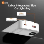 Basike Power Bank, Carregador Portátil Universal 20000mAh, USB-A(até 22.5W)+USB-C(até PD20W), com 2 Cabos Integrados (USB-C, Lightning) Carregamento Rápido, Led Indicador de Bateria (Preto) - Imagem 15