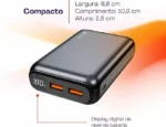 Geonav Power Bank, Carregador Portátil Universal 20.000mAh, USB-A (até 18W) + USB-C (até 20W), Compacto, Carregamento Rápido, Pass Through, Led Indicador de Bateria, PB20K20WSG, Cinza espacial - Imagem 5