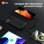 Basike Power Bank, Carregador Portátil Universal 20000mAh, USB-A(até 22.5W)+USB-C(até PD20W), com 2 Cabos Integrados (USB-C, Lightning) Carregamento Rápido, Led Indicador de Bateria (Preto) - Imagem 10