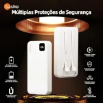 Basike Power Bank, Carregador Portátil Universal 20000mAh, USB-A(até 22.5W)+USB-C(até PD20W), com 2 Cabos Integrados (USB-C, Lightning) Carregamento Rápido, Led Indicador de Bateria (Preto) - Imagem 5