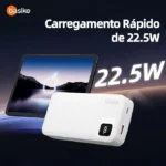 Basike Power Bank, Carregador Portátil Universal 20000mAh, USB-A(até 22.5W)+USB-C(até PD20W), com 2 Cabos Integrados (USB-C, Lightning) Carregamento Rápido, Led Indicador de Bateria (Preto) - Imagem 4